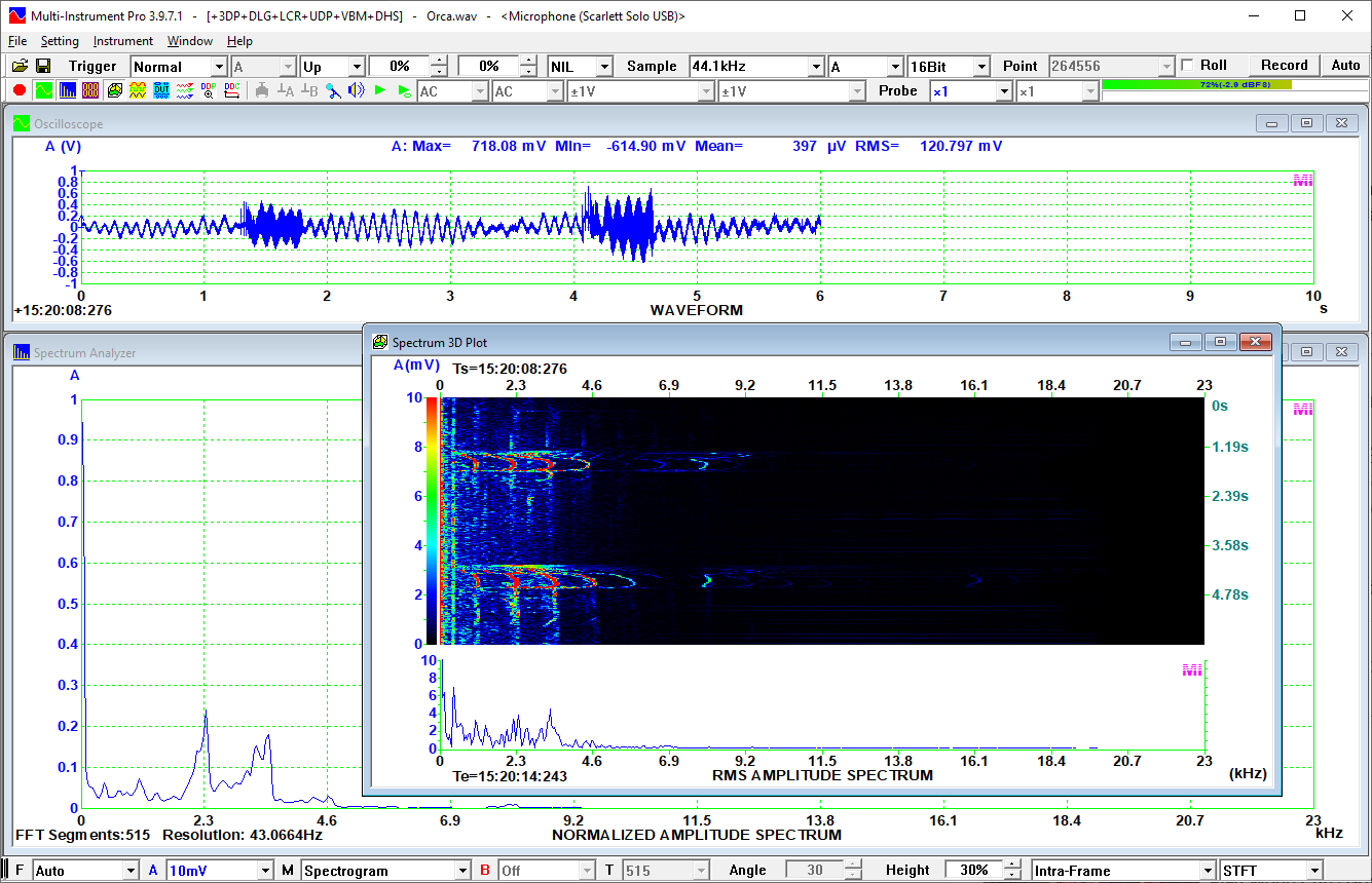 Orca vocalizations recorded using USA-168A